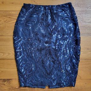 New Windsor Navy Sequin Skirt - Size S